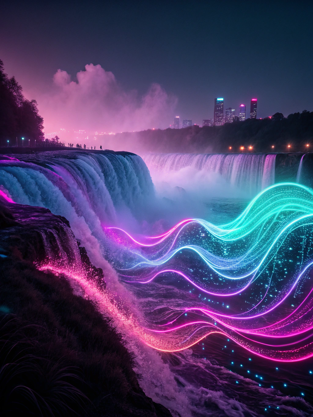 Abstract AI-generated video motion graphics on a dark background