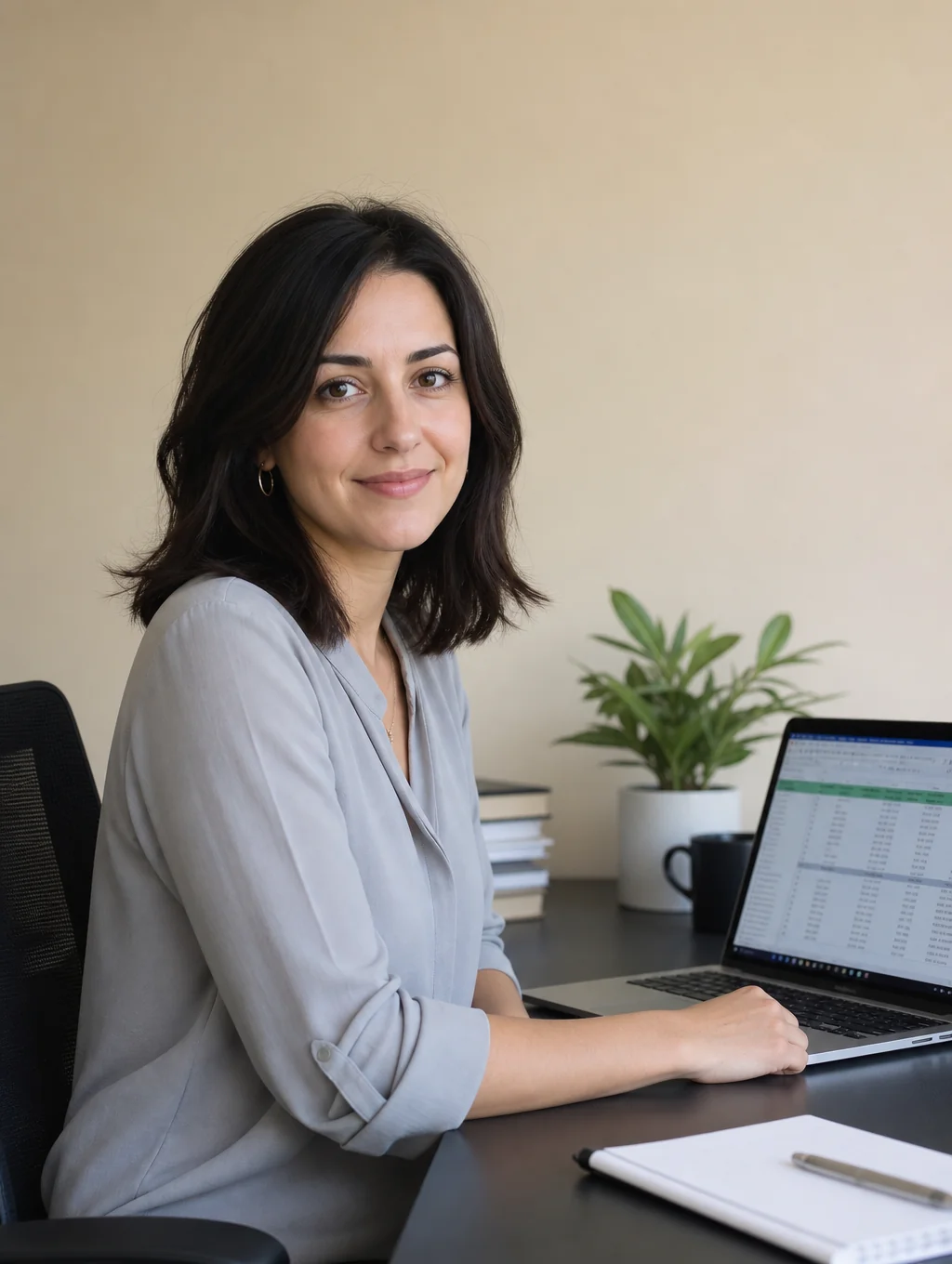 Portrait of Elena Rossi, Content Lead at Spotlight Digital, soft rim-lit