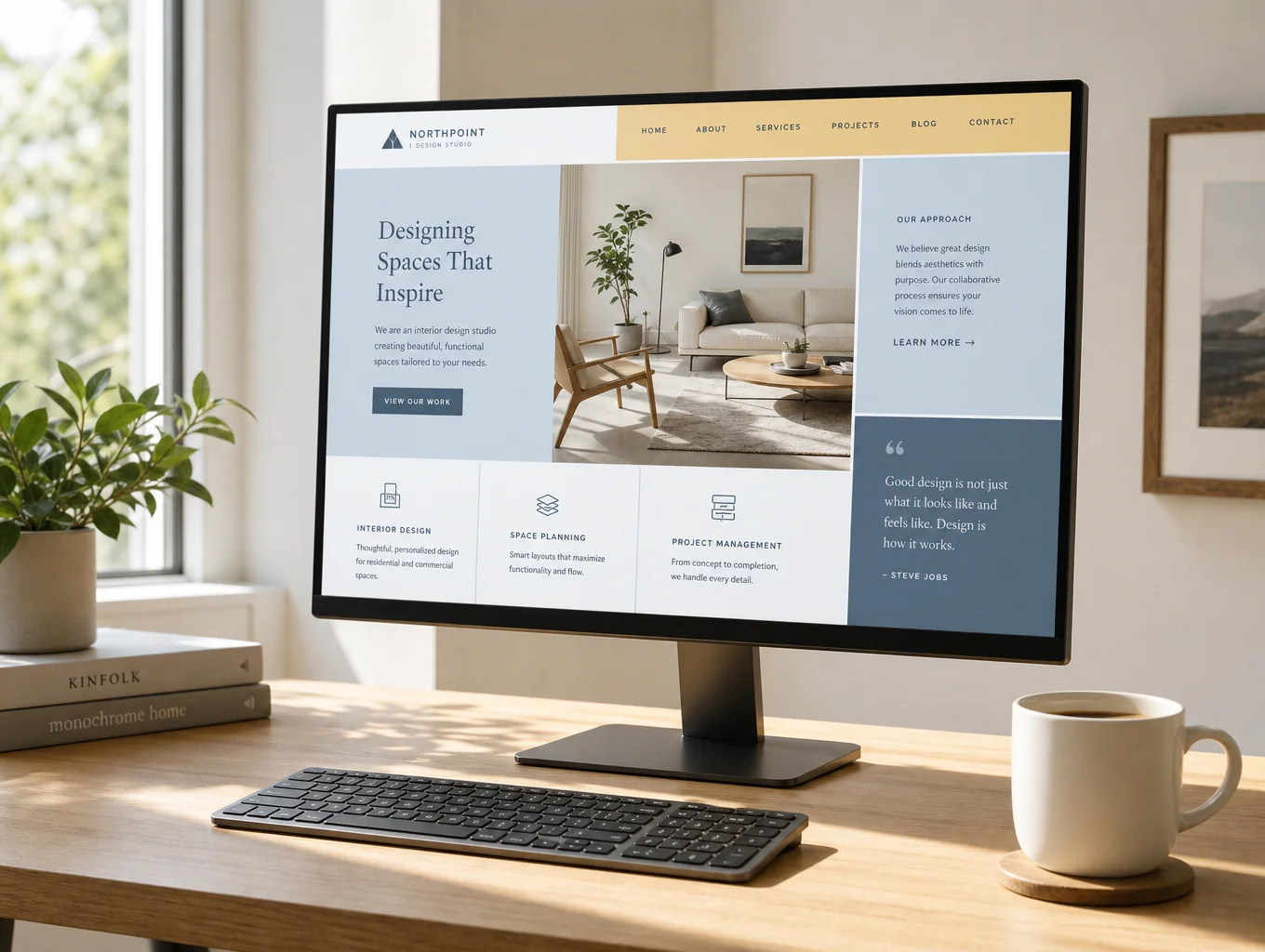 Clean startup website interface on a dark background